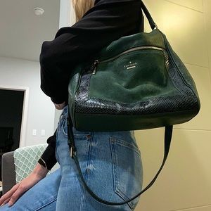 Authentic kate spade Chatham Lane Harris Shoulder Bag -Embossed Leather & Suede